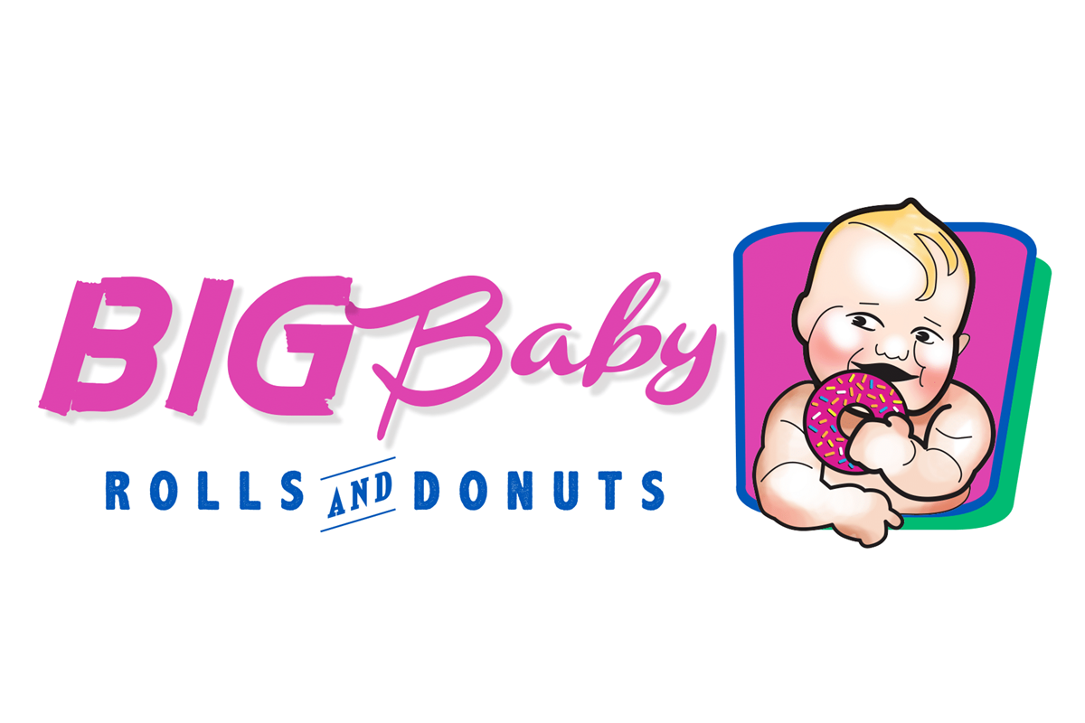 Big Baby Rolls and Donuts Logo with Baby Eating Donut